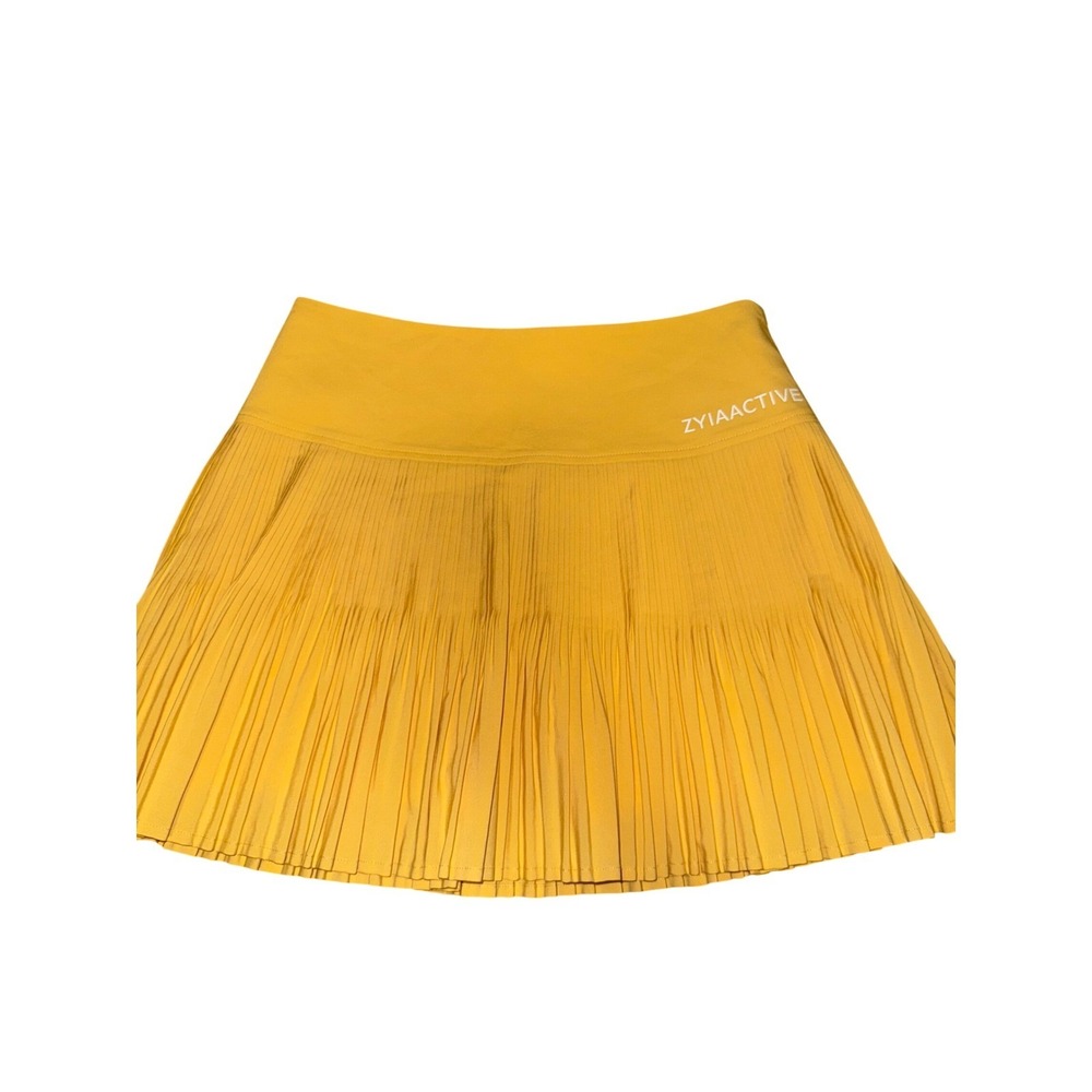 Zyia Active Mustard Yellow Pleated Tennis Skort Built In Shorts Medium